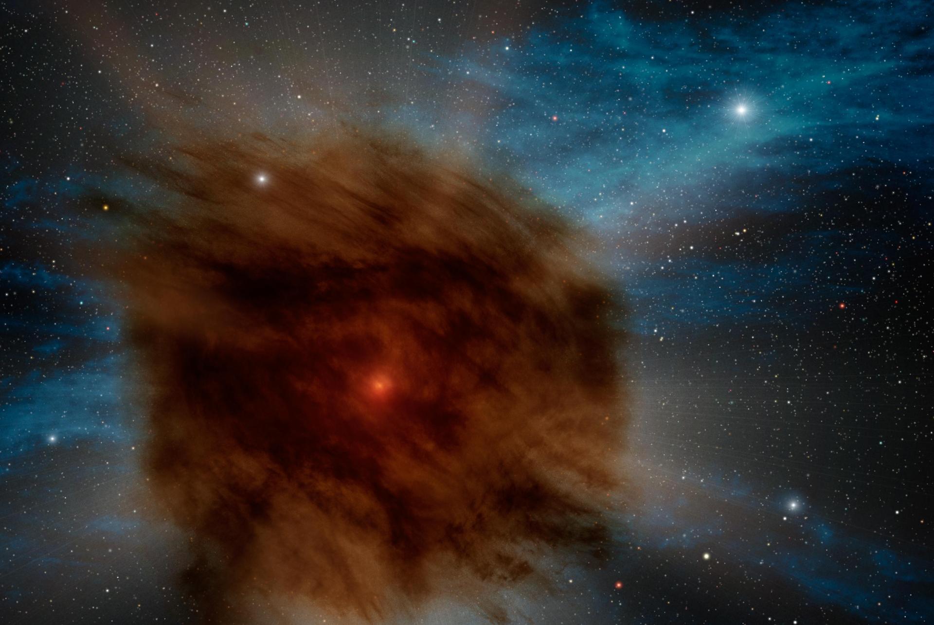 Giant Star Goes Supernova, Smothered by its own Dust Artist Concept