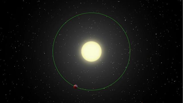 This frame from an animation based on NASA Spitzer Space Telescope data illustrates an unexpected warm spot on the surface of a gaseous exoplanet.The bright orange patches are the hottest part of the planet.