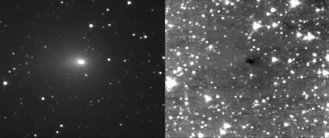NASA Deep Impact spacecraft High- and Medium-Resolution Imagers HRI and MRI captured multiple jets emanating from comet Hartley 2 turning on and off while the spacecraft is 8 million kilometers 5 million miles away from the comet.