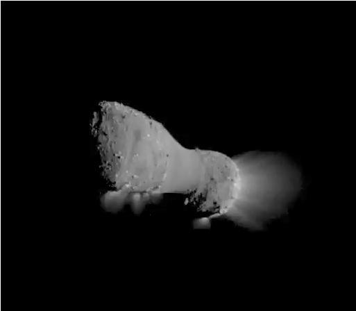 Image taken by NASA EPOXI mission spacecraft during its flyby of comet Hartley 2 on Nov. 4, 2010. The spacecraft came within about 700 kilometers 435 miles of the comet nucleus at the time of closest approach.