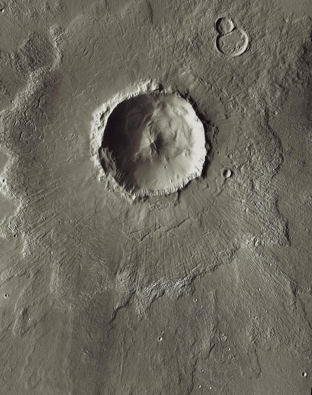 Bacolor Crater is a magnificent impact feature about 20 kilometers 12 miles wide. This image is part of an All Star set marking the occasion of NASA Mars Odyssey as the longest-working Mars spacecraft in history.
