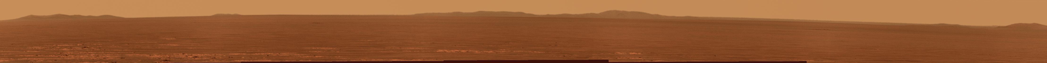 Rim of Endeavour on Opportunity Horizon, Sol 2424