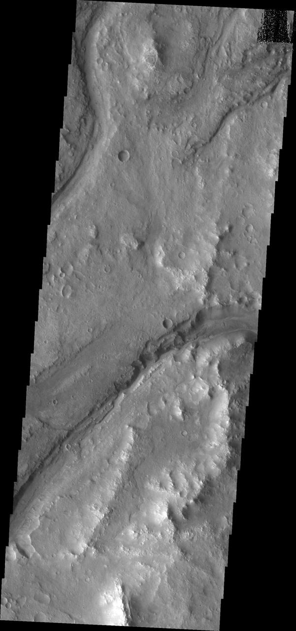 Maumee Valles is the main channel visible in this image captured by NASA Mars Odyssey.
