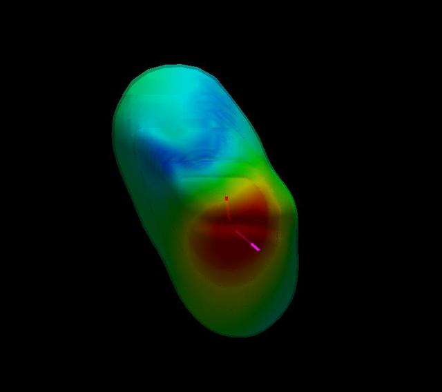 This graphic, based on data from NASA Voyager spacecraft, shows a model of what our solar system looks like to an observer outside in interstellar space, watching our solar system fly towards the observer.