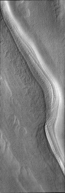 This image from NASA Mars Odyssey is of wiss cheese terrain. Sometimes simple terms like these can accurately describe the appearance of a surface, but it does not relate at all to how that surface texture may have formed.
