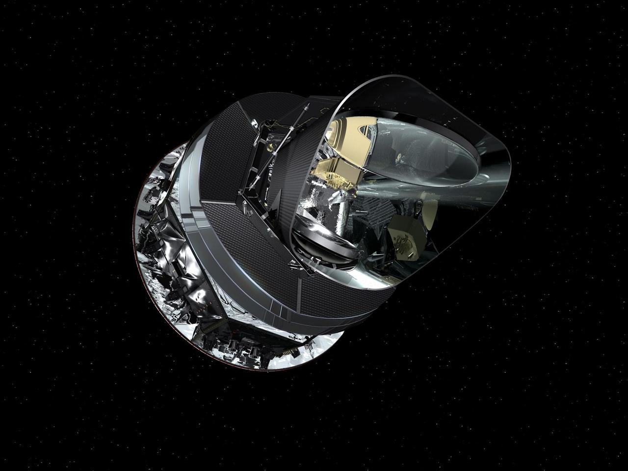 This is an artist concept of the Planck spacecraft. Planck was launched with the Herschel spacecraft, though the two missions separated shortly after launch and operate independently from each other.