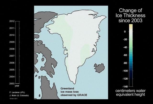 NASA image: Ice Mass Loss on Greenland, 2003-2011