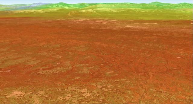 JPL-led study shows bromine explosion on March 13, 2008 across the western Northwest Territories in Canada looking toward the Mackenzie Mountains at the horizon, which prevented the bromine from crossing over into Alaska.