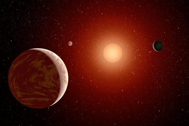 NASA image: Planets Under a Red Sun Artist Concept