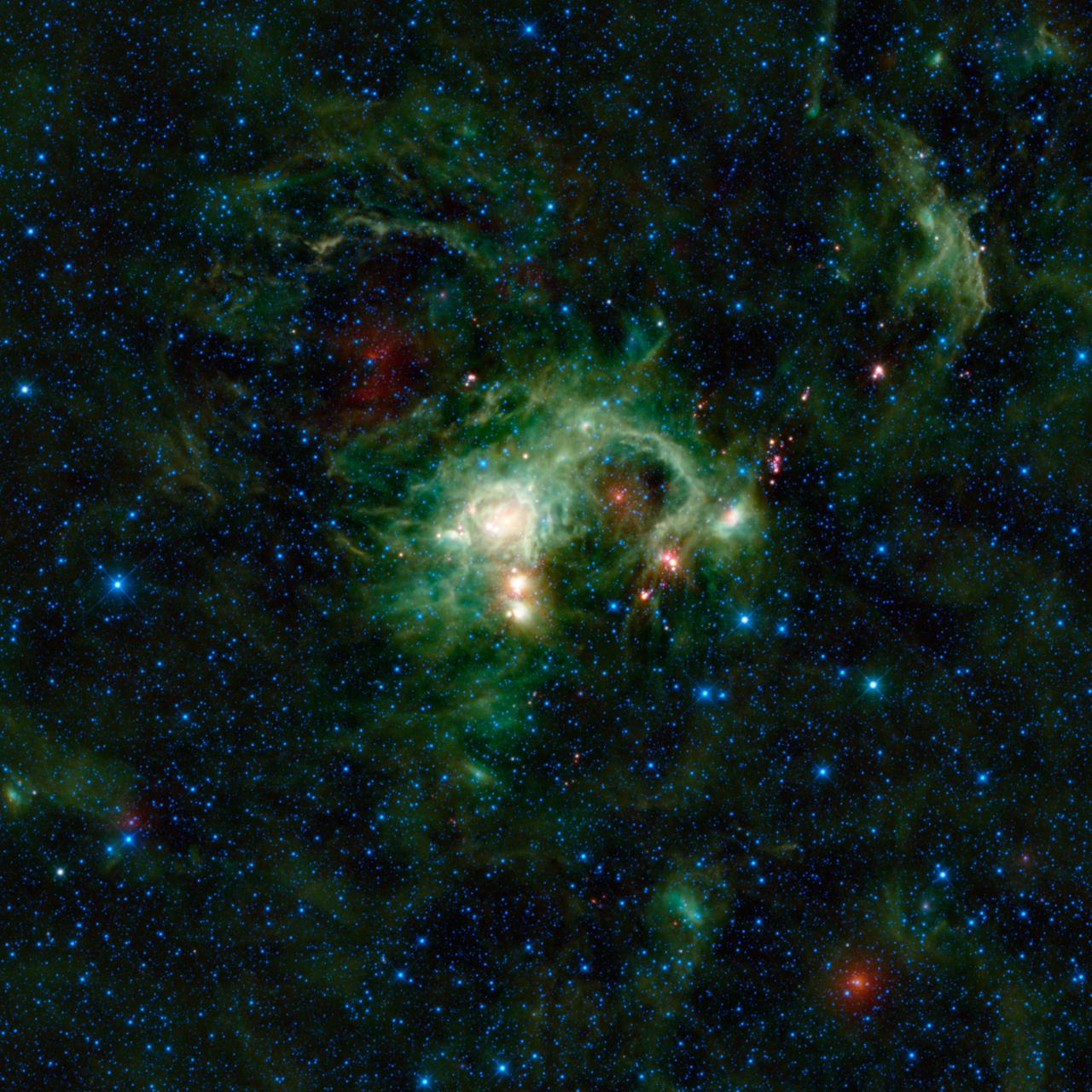 In the Perseus spiral arm of the Milky Way galaxy, opposite the galactic center, lies the nebula SH 2-235. As seen in infrared light, NASA Wide-field Infrared Survey Explorer reveals SH 2-235 to be a huge star formation complex.