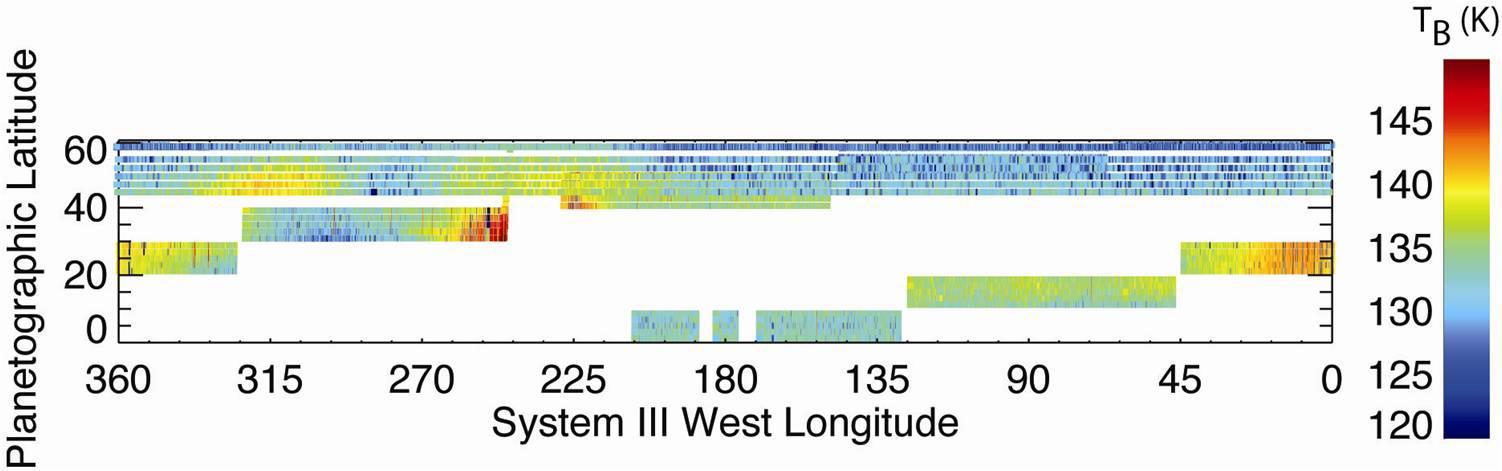 Measurements by NASA Cassini spacecraft reveal temperatures in a high layer of Saturn atmosphere known as the stratosphere and show the dramatic effects of the massive storm deep below.