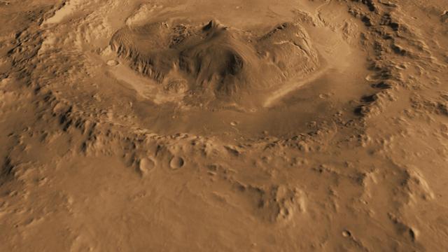 NASA image: Oblique view of Gale Crater from the North
