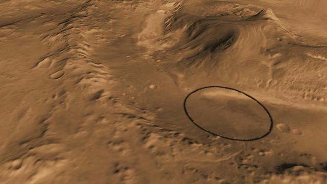 NASA image: Oblique view of Gale Crater from the Northwest