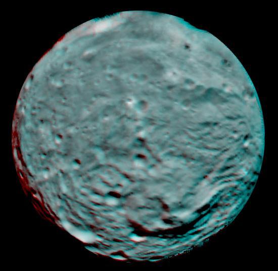 This 3D image of the asteroid Vesta was taken on July 9, 2011 by the framing camera instrument aboard NASA Dawn spacecraft. You need 3D glasses to view this image.