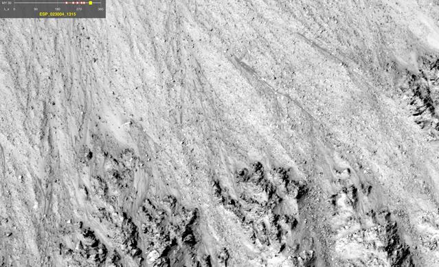 NASA image: Warm-Season Flows in Well-Preserved Crater in Terra Sirenum Six-Image Sequence