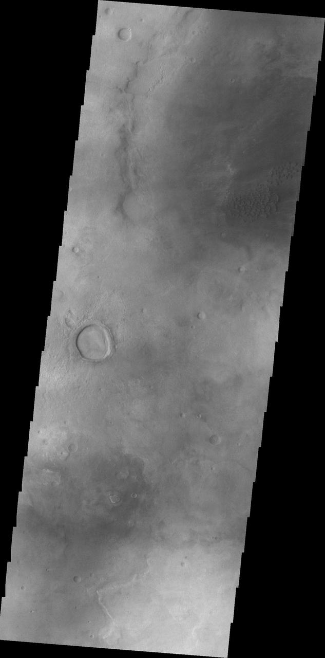 As seen by NASA 2001 Mars Odyssey spacecraft, the dunes in this image are located on the western margin of Hellas Planitia.