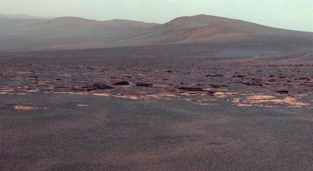 NASA image: West Rim of Endeavour Crater on Mars False Color