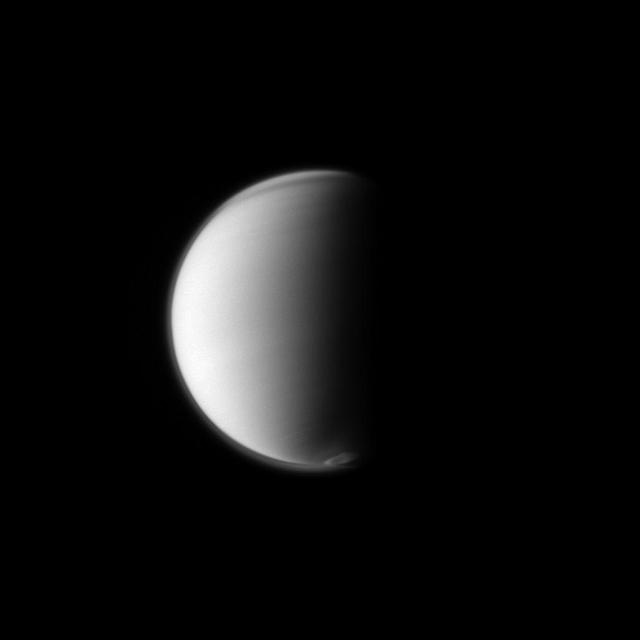 NASA Cassini spacecraft monitors Titan developing south polar vortex, which is a mass of swirling gas around the pole in the atmosphere of the moon.