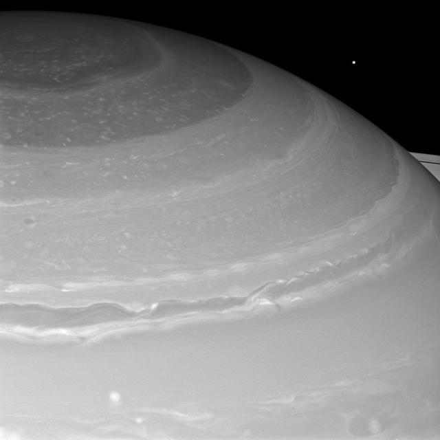 NASA image: Mimas Peeks Over Saturn
