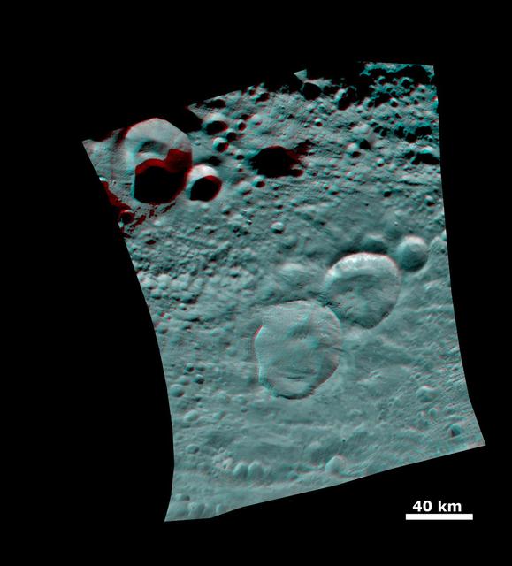 NASA image: Anaglyph of the Snowman Crater