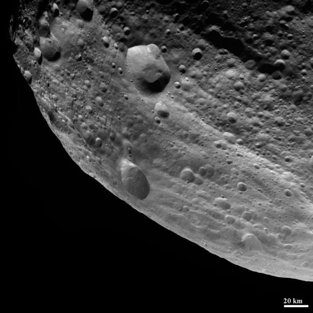 NASA Dawn spacecraft obtained this image of the surface of asteroid Vesta with its framing camera on August 11, 2011. It was taken through the camera clear filter. The image has a resolution of about 260 meters per pixel.