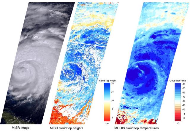 NASA image: NASA MISR Sees Cloud Heights at Top of Hurricane Irene