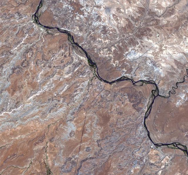 This image from NASA Terra satellite shows the only place in the United States where four states come together: the four corners area in the western U.S. At a barren, desert location, Utah, Colorado, Arizona, and New Mexico share a common point.