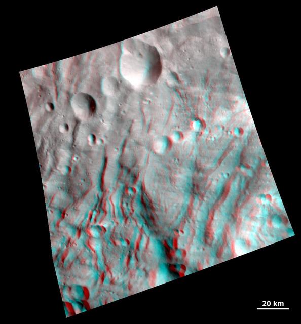 NASA image: 3-D Image of Grooves and Wrinkles in the South Polar Region