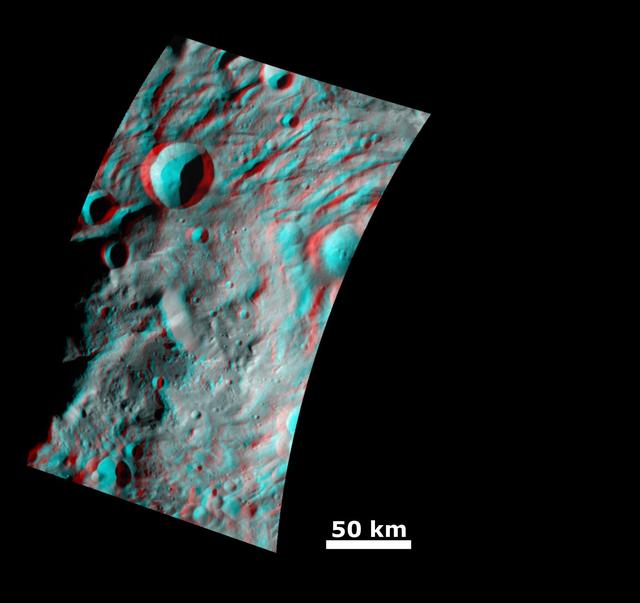 NASA image: Impact Crater and Mountain-central Complex in Vesta South Polar Region Anaglyph