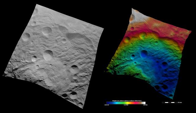 NASA image: Topography of Vesta South Polar Region I