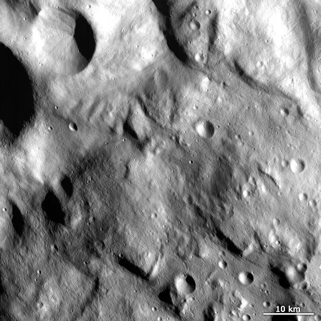 NASA image: Hummocky Terrain in Vesta Rheasilvia Quadrangle