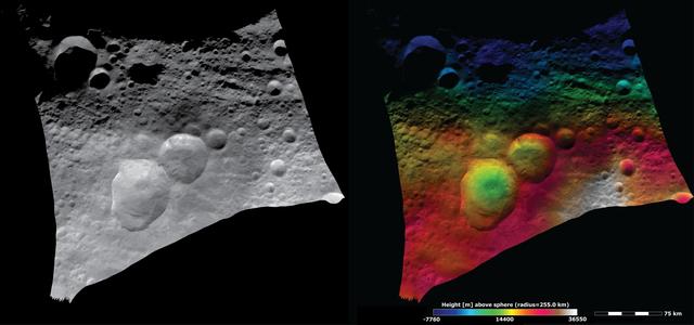 NASA image: Topography and Albedo Image of Domitia Crater