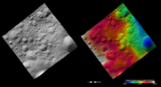 NASA image: Topography and Albedo Image of Different Preservations States of Craters