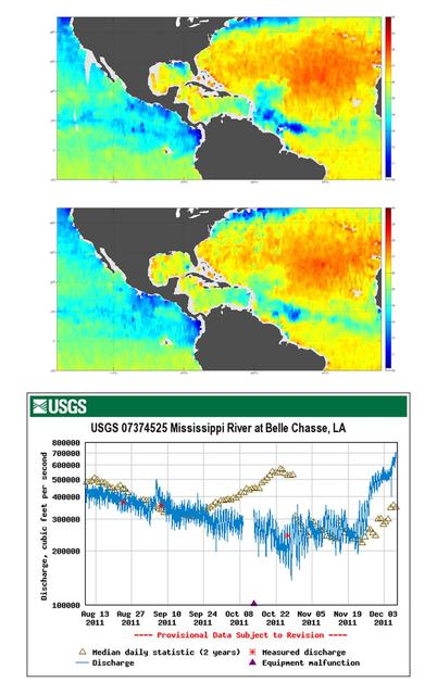 Tropical Storm Lee made landfall over New Orleans on Sept. 2-3, 2011, with predicted rainfall of 15 to 20 inches 38 to 51 centimeters over southern Louisiana. These charts are from NASA Aquarius spacecraft.