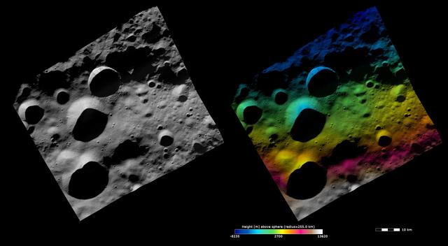 NASA image: Topography and Albedo Image of Floronia Crater