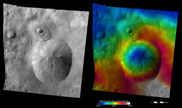 NASA image: Topography and Albedo Image of Oppia Crater