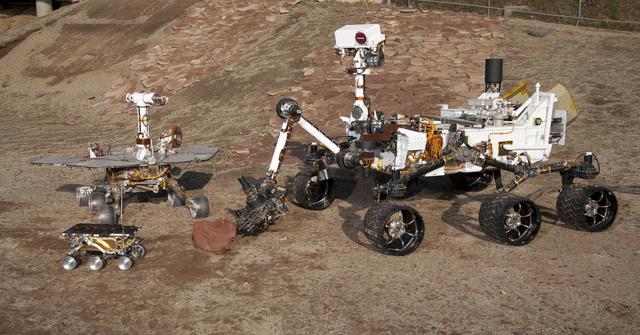 NASA image: Three Generations of Rovers in Mars Yard
