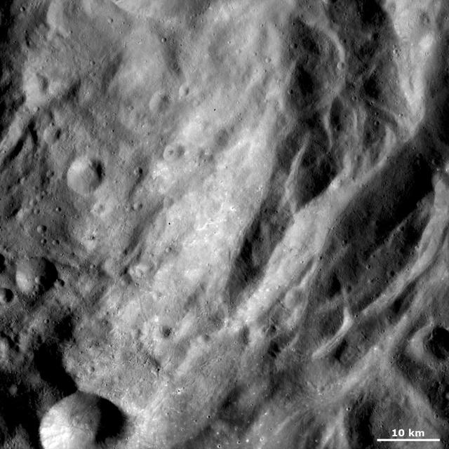 NASA image: Undulating Terrain in Vesta Southern Hemisphere