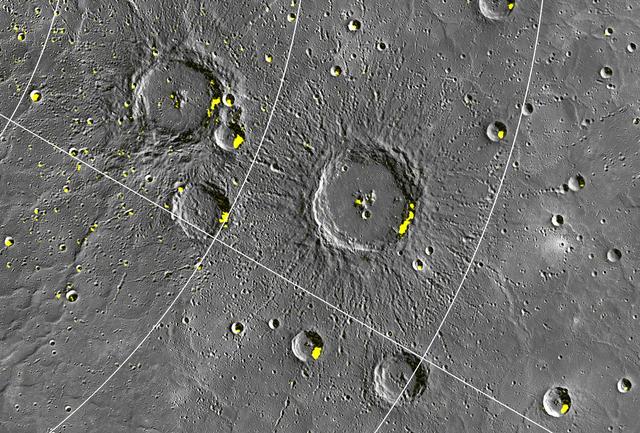 NASA image: Close-up of Craters Hosting Radar-bright Deposits