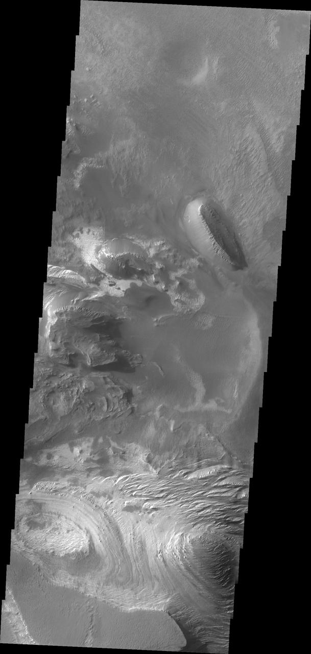 This image of Candor Chasma captured by NASA 2001 Mars Odyssey spacecraft shows layered floor materials.