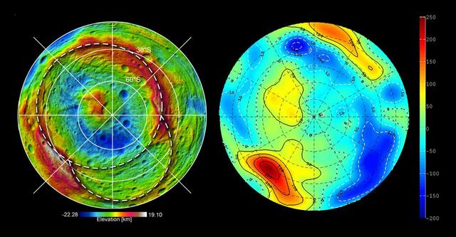 NASA image: Shape and Gravity of Vesta South Pole