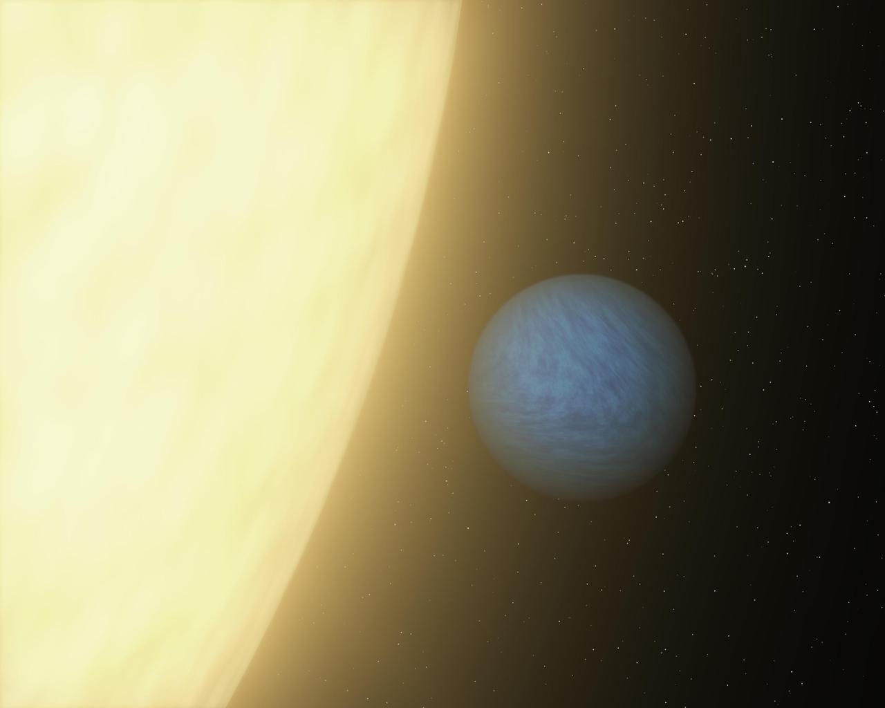 This artist concept shows how NASA Spitzer Space Telescope was able to detect a super Earth direct light for the first time using its sensitive heat-seeking infrared vision.