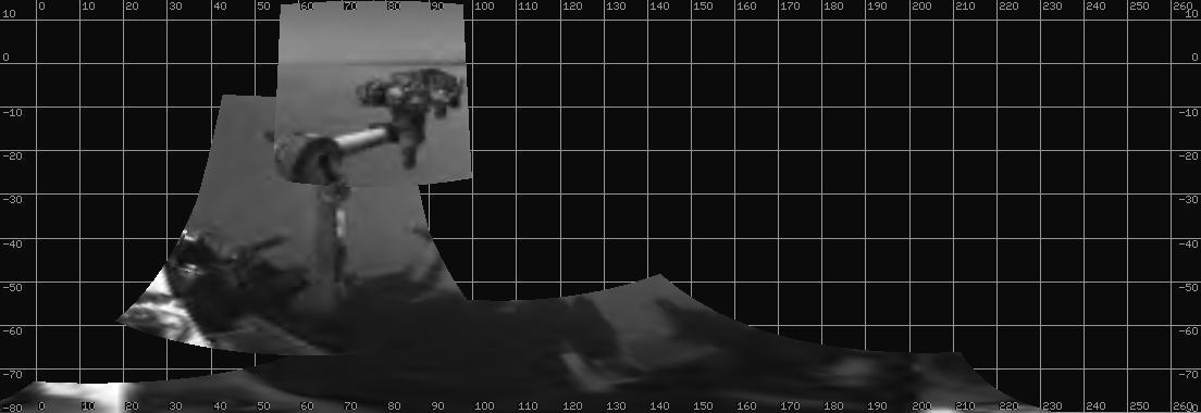 NASA Mars rover Curiosity extended its robotic arm on Aug. 20, 2012, for the first time on Mars and used its Navigation Camera Navcam to capture this view of the extended arm.