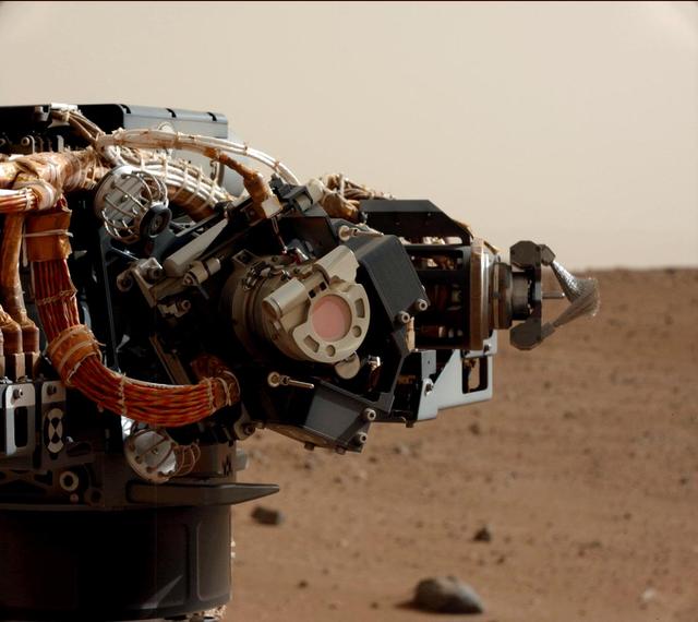 NASA image: Camera on Curiosity Arm as Seen by Camera on Mast