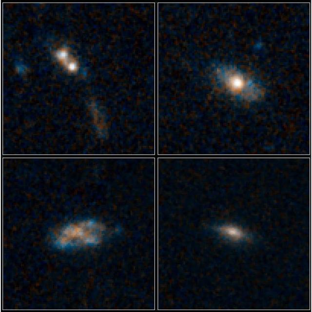 The galaxies pictured here have so much dust surrounding them that the brilliant light from their quasars cannot be seen in these images from NASA Hubble Space Telescope.