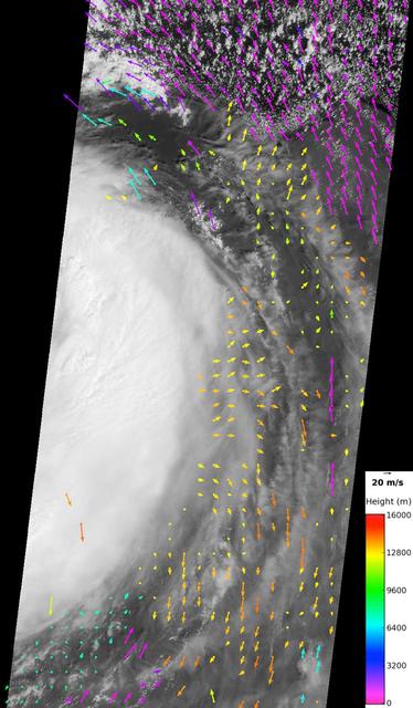 NASA Terra spacecraft recorded low-level wind speeds of up to 75 miles per hour 65 knots from cloud motion observed outside Tropical Storm Isaac eye. The spacecraft flew over Isaac a few hours before Isaac was upgraded to a Category 1 hurricane.