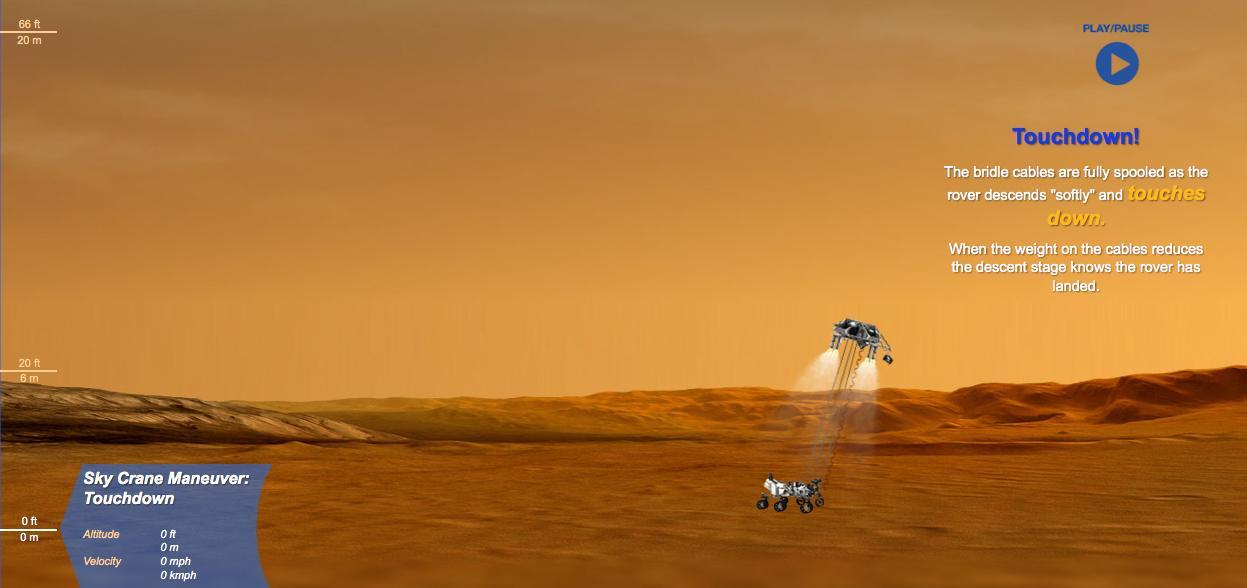 This is a still from an interactive web feature that guides you through the entry, descent and landing of NASA Curiosity rover.