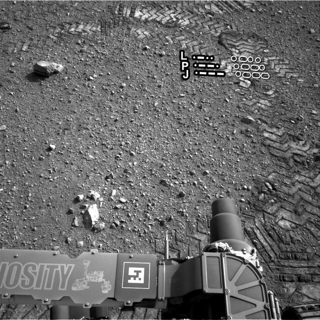 The straight lines in Curiosity zigzag track marks are Morse code for JPL. The footprint is an important reference mark that the rover can use to drive more precisely via a system called visual odometry.