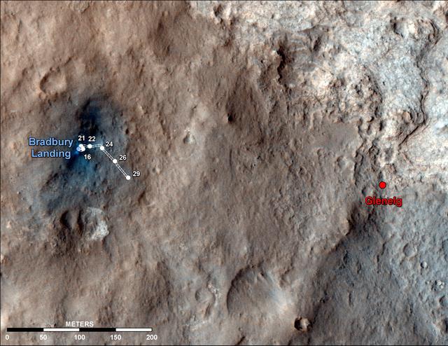 NASA image: Curiosity Traverse Map Through Sol 29