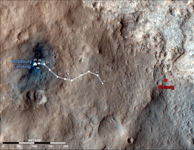 NASA image: Curiosity Traverse Map Through Sol 43